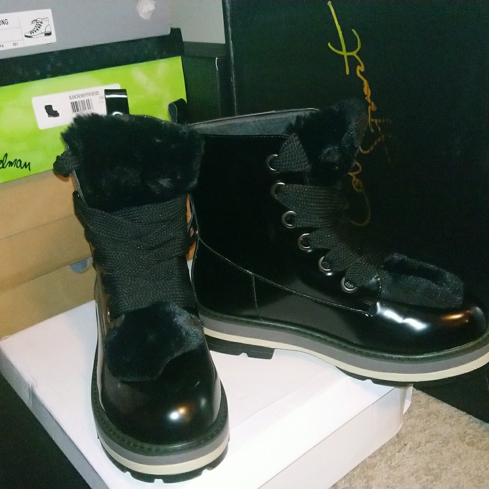 Fur combat boots